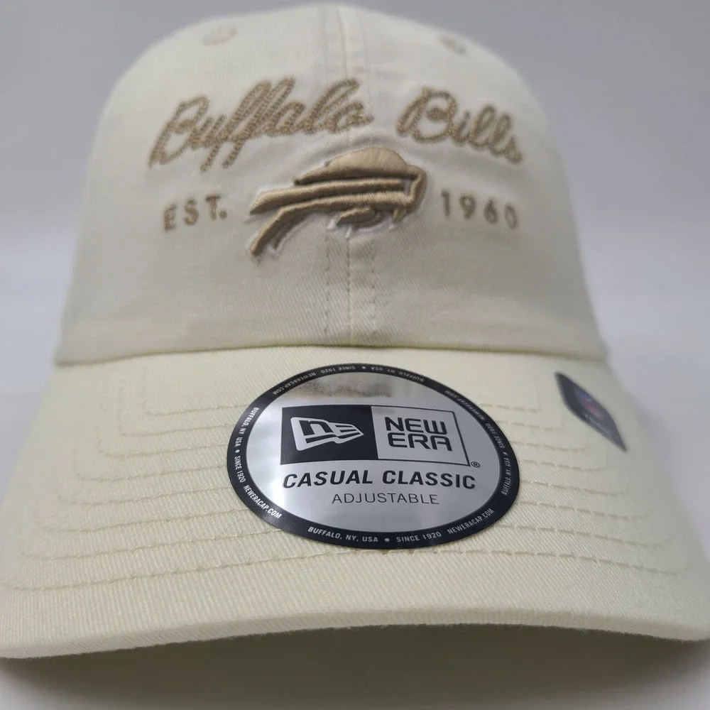 Women Buffalo Bills Hat Strapback New Era Cream Beige NFL Casual Classic Cotton